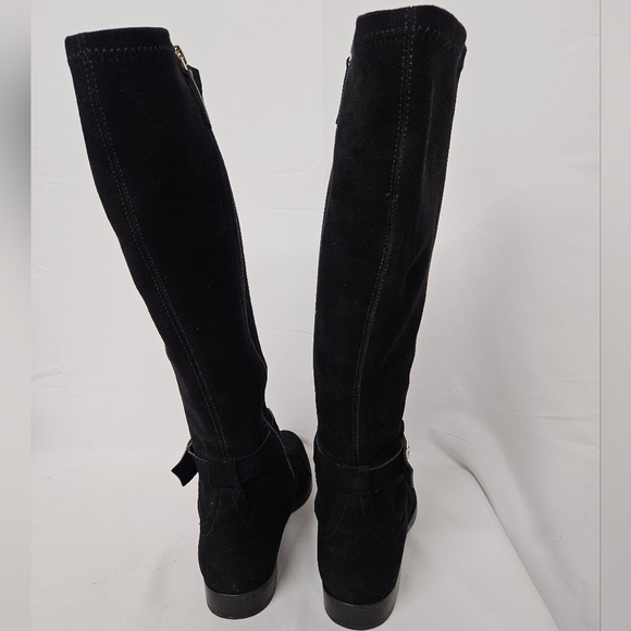 Kate Spade New York Verona Suede Riding Boots With Spade Charm In Black Size 7 - Picture 10 of 14